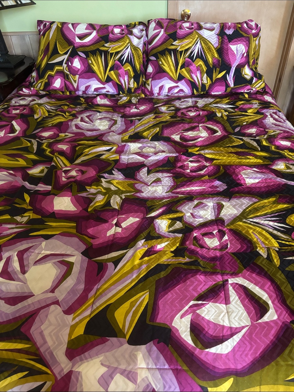 Missoni for Target KING Floral Comforter w 2 Shams- Magenta, Olive, Black,Cream